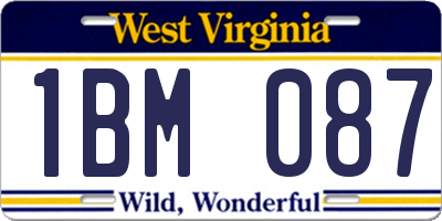 WV license plate 1BM087