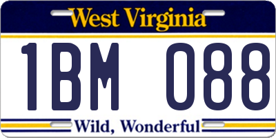 WV license plate 1BM088