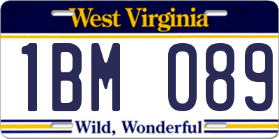 WV license plate 1BM089