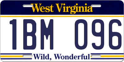 WV license plate 1BM096