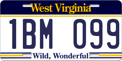 WV license plate 1BM099