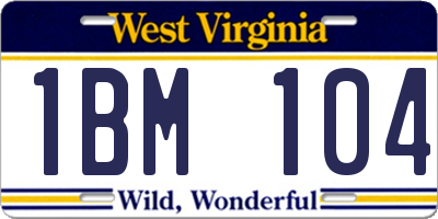 WV license plate 1BM104