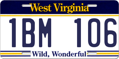 WV license plate 1BM106