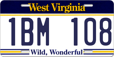 WV license plate 1BM108