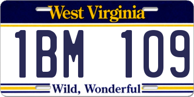 WV license plate 1BM109