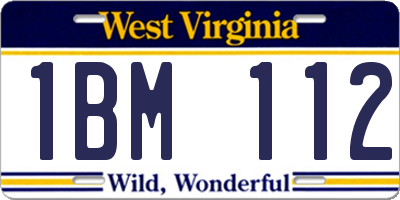 WV license plate 1BM112