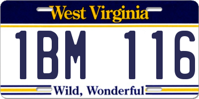 WV license plate 1BM116