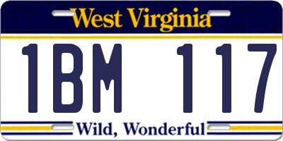 WV license plate 1BM117