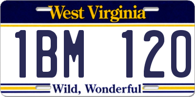 WV license plate 1BM120