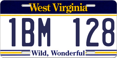 WV license plate 1BM128