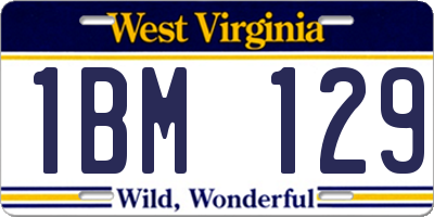 WV license plate 1BM129