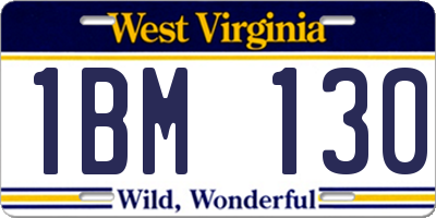 WV license plate 1BM130