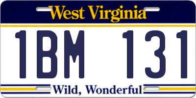 WV license plate 1BM131