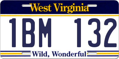 WV license plate 1BM132