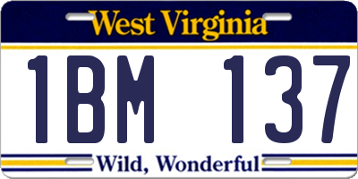 WV license plate 1BM137