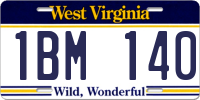 WV license plate 1BM140