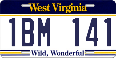WV license plate 1BM141
