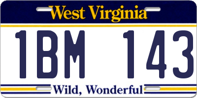WV license plate 1BM143