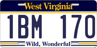 WV license plate 1BM170