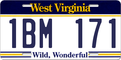 WV license plate 1BM171