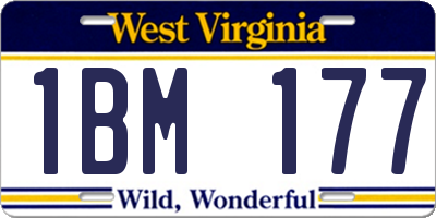 WV license plate 1BM177