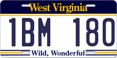 WV license plate 1BM180