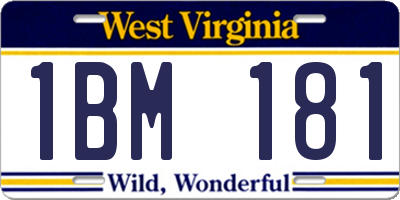 WV license plate 1BM181