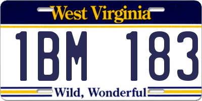 WV license plate 1BM183