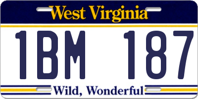 WV license plate 1BM187