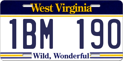 WV license plate 1BM190