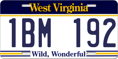 WV license plate 1BM192