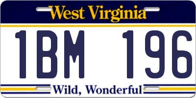 WV license plate 1BM196