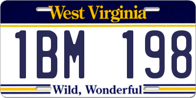 WV license plate 1BM198