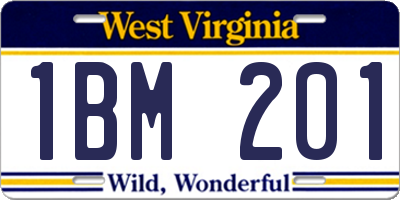 WV license plate 1BM201