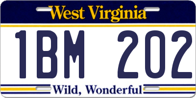 WV license plate 1BM202
