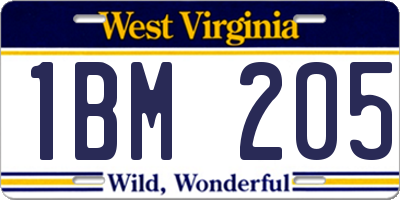 WV license plate 1BM205