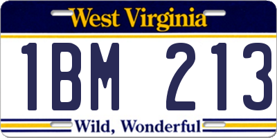 WV license plate 1BM213