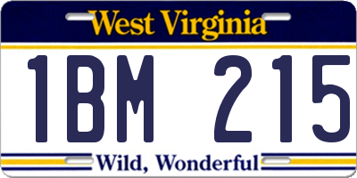 WV license plate 1BM215