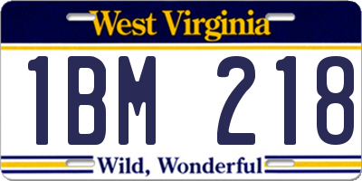 WV license plate 1BM218