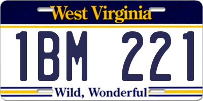 WV license plate 1BM221