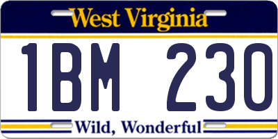 WV license plate 1BM230