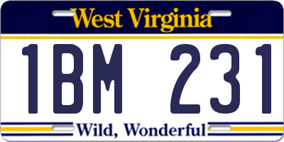 WV license plate 1BM231