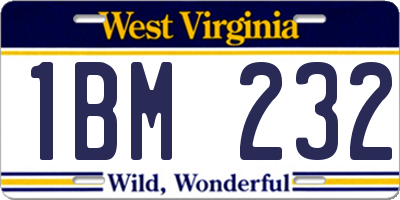 WV license plate 1BM232