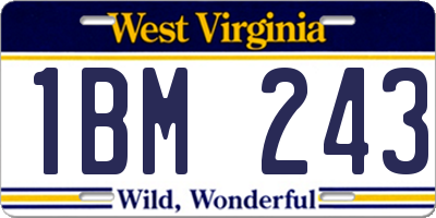WV license plate 1BM243