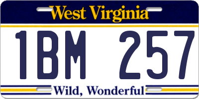 WV license plate 1BM257