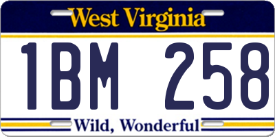 WV license plate 1BM258