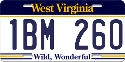 WV license plate 1BM260