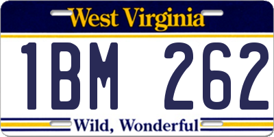 WV license plate 1BM262