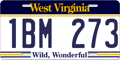 WV license plate 1BM273