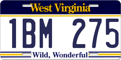 WV license plate 1BM275